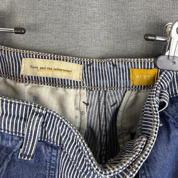 ANTHROPOLOGIE Pilcro and the Letterpress Railroad Striped Denim Shorts Womens 27 - Picture 4 of 6